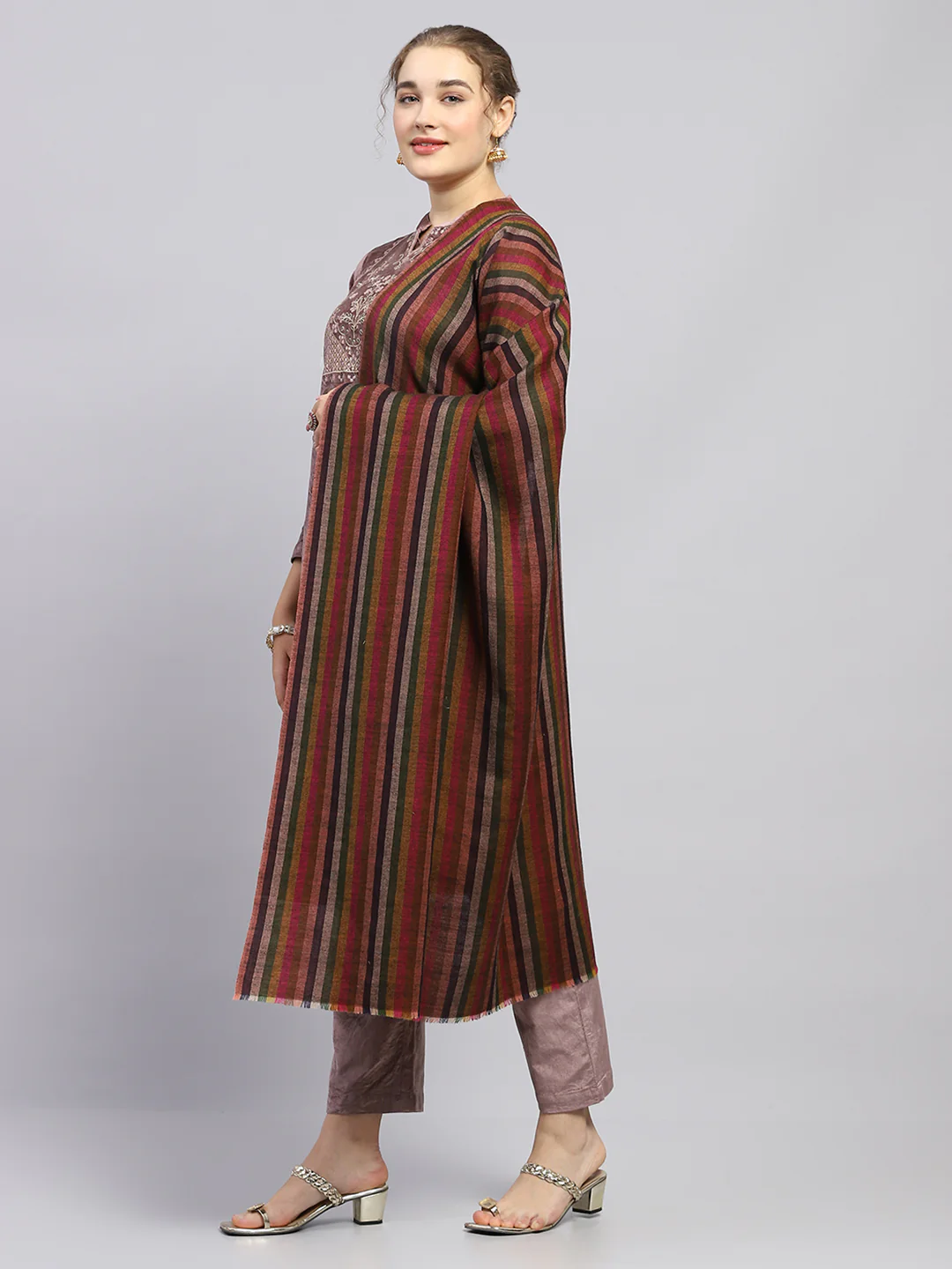 Women Multicolor Self Design Shawl - Image 3