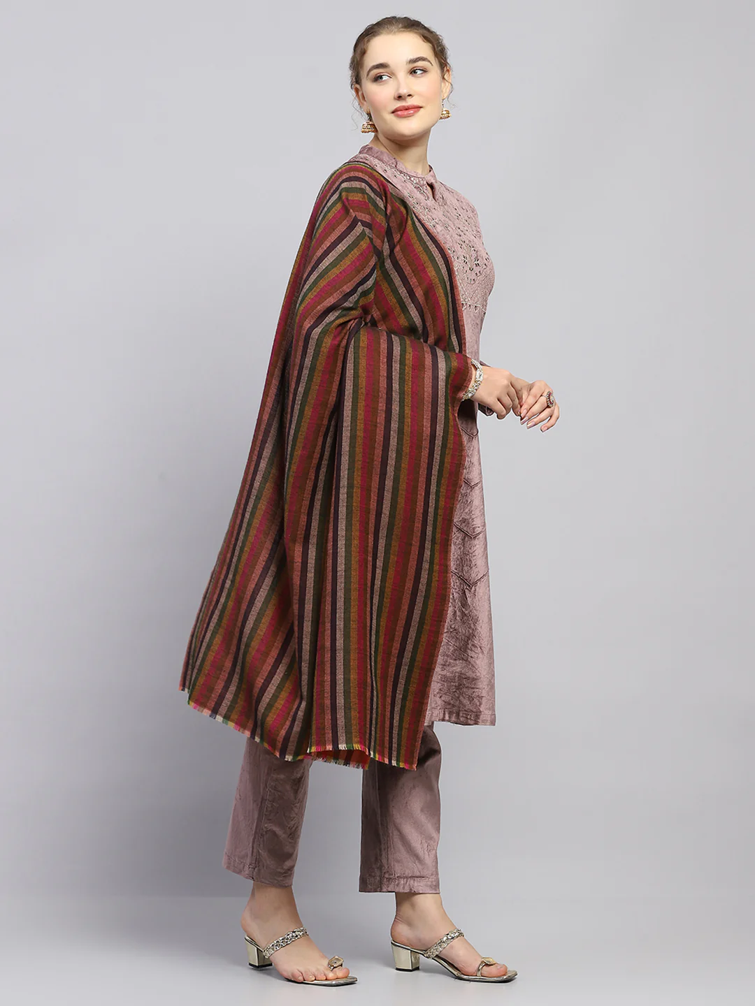 Women Multicolor Self Design Shawl - Image 4