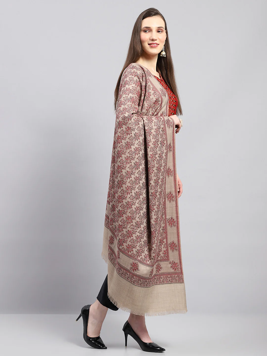 Women Multicolor Self Design Shawl - Image 4