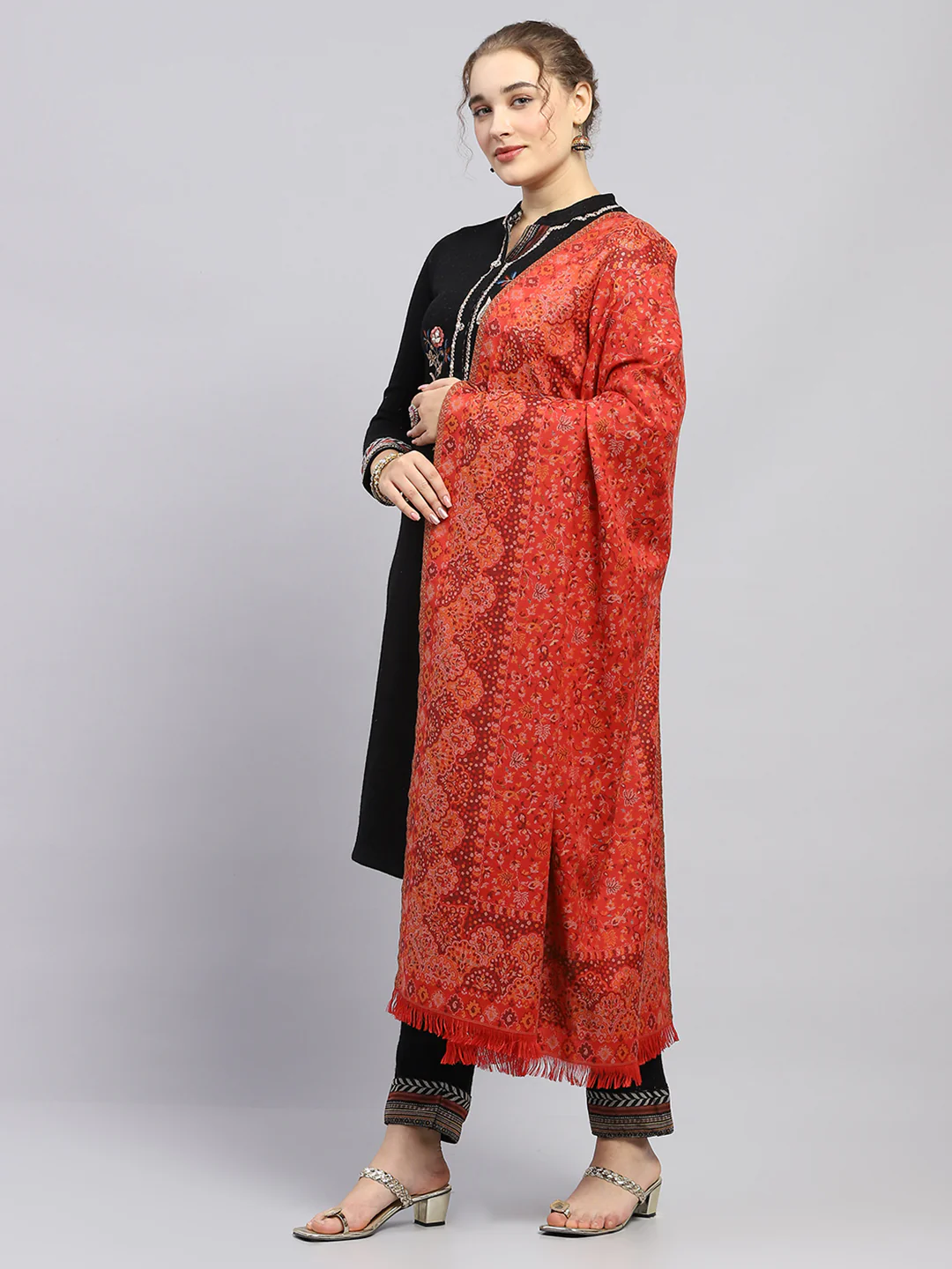 Women Multicolor Self Design Shawl - Image 3