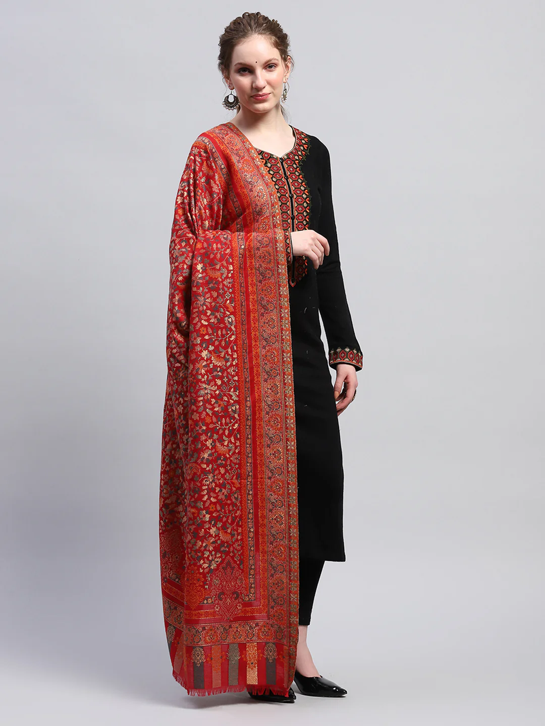 Women Multicolor Self Design Shawl - Image 5
