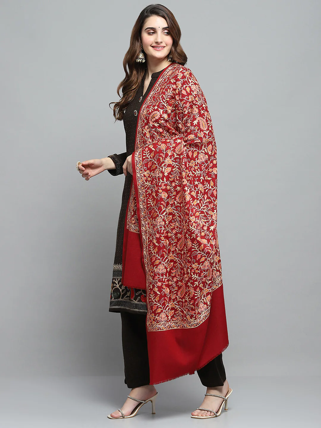 Women Multicolor Self Design Shawl - Image 3