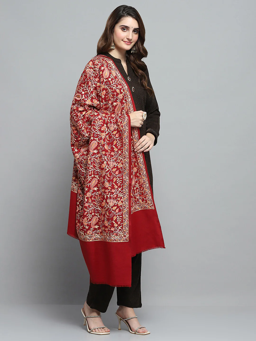 Women Multicolor Self Design Shawl - Image 4
