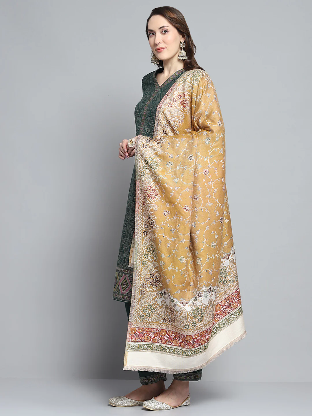 Women Multicolor Self Design Shawl - Image 3