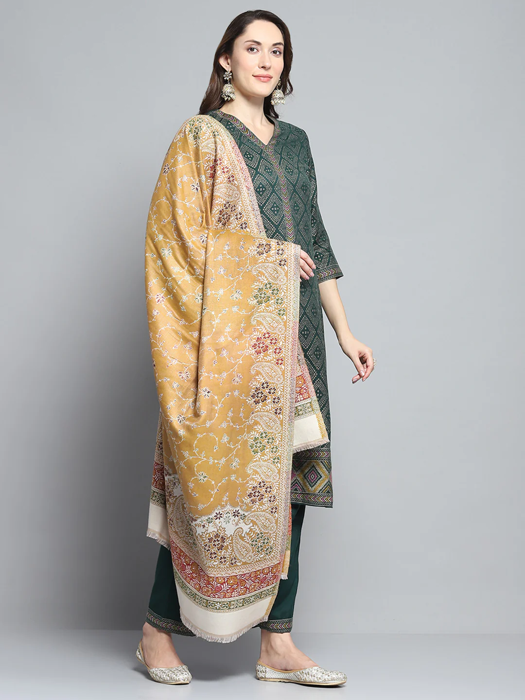 Women Multicolor Self Design Shawl - Image 4