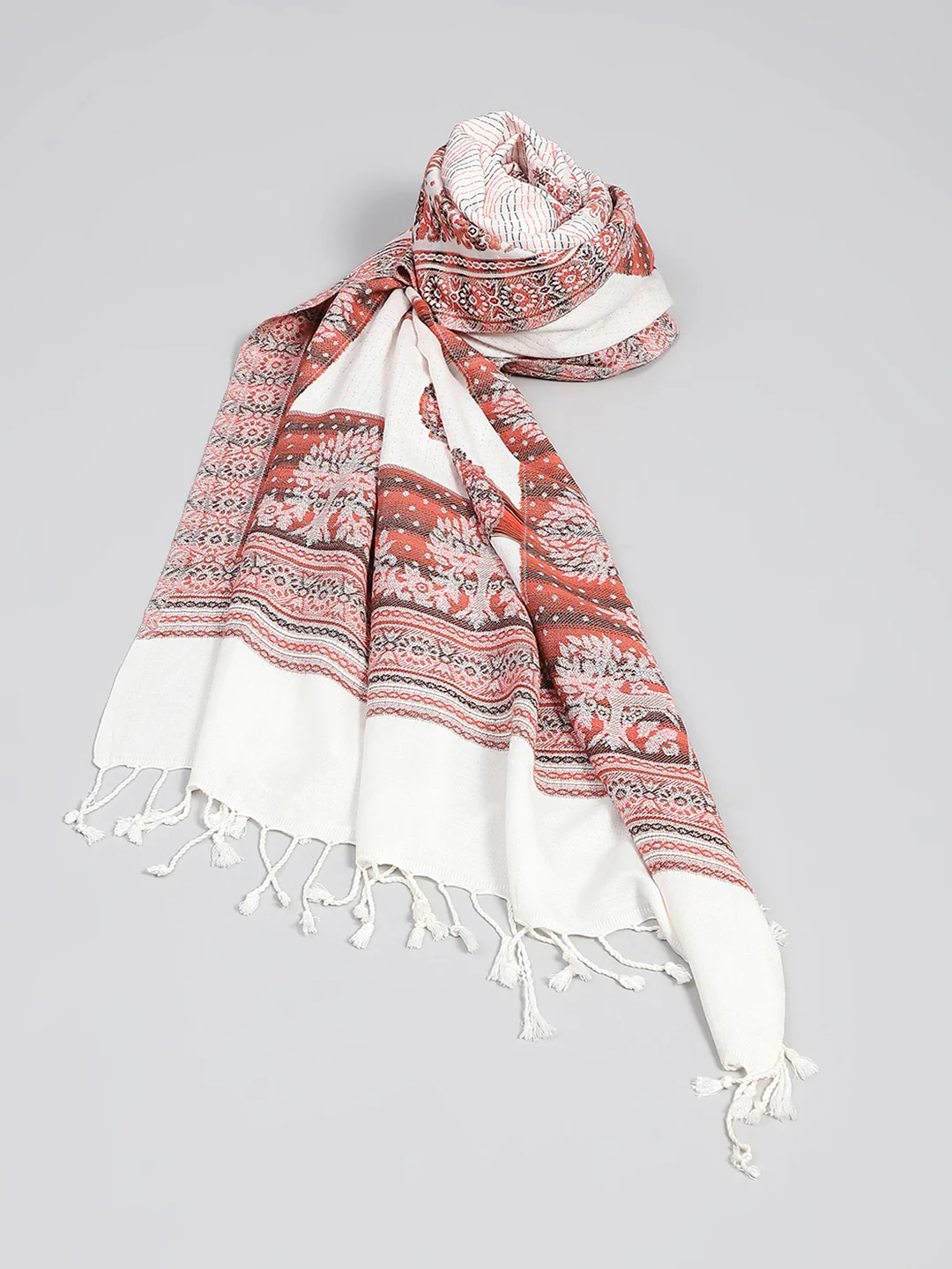 Women Multicolor Self Design Shawl - Image 5