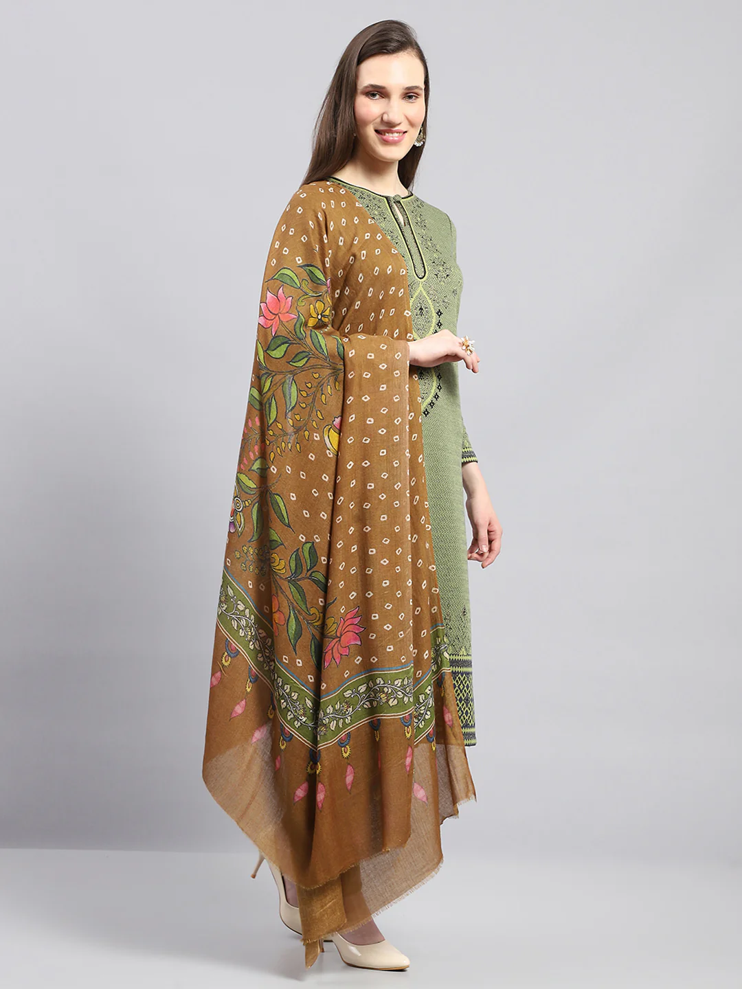 Women Multicolor Self Design Shawl - Image 4