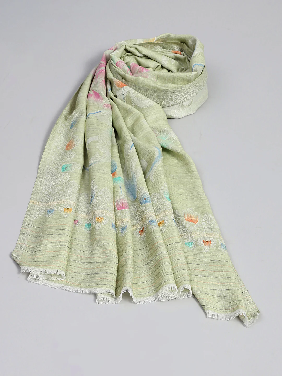 Women Multicolor Self Design Shawl - Image 2