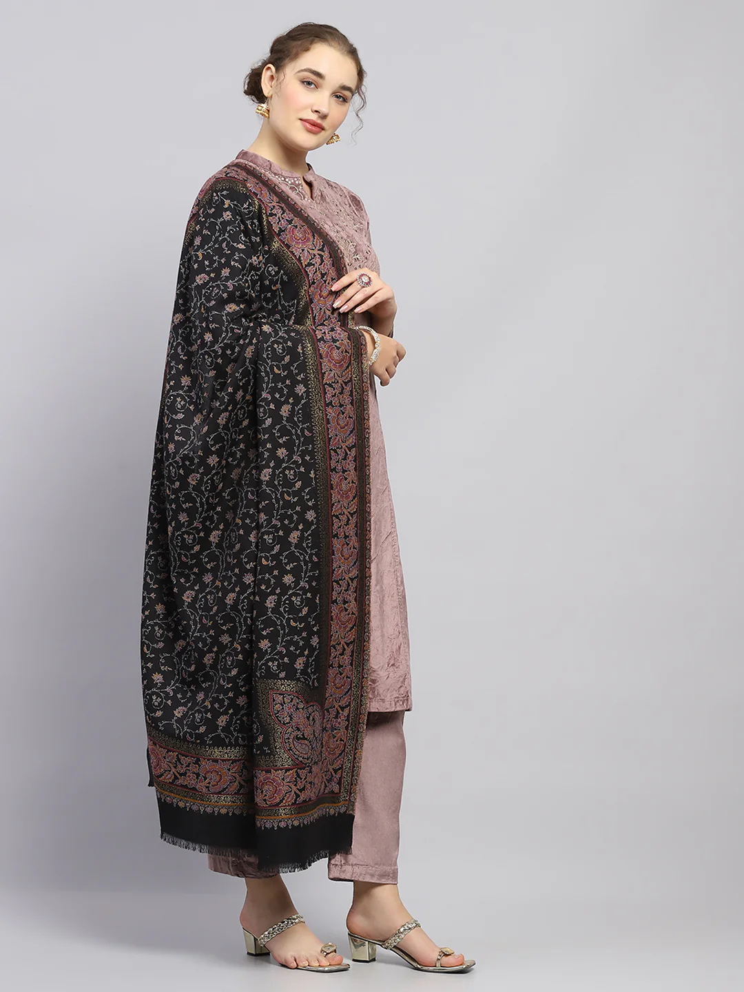 Women Multicolor Self Design Shawl - Image 4