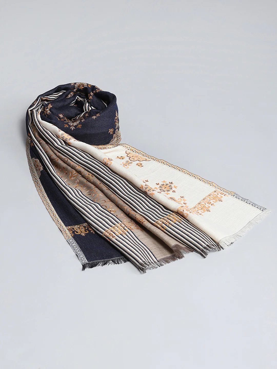Women Multicolor Self Design Shawl - Image 5