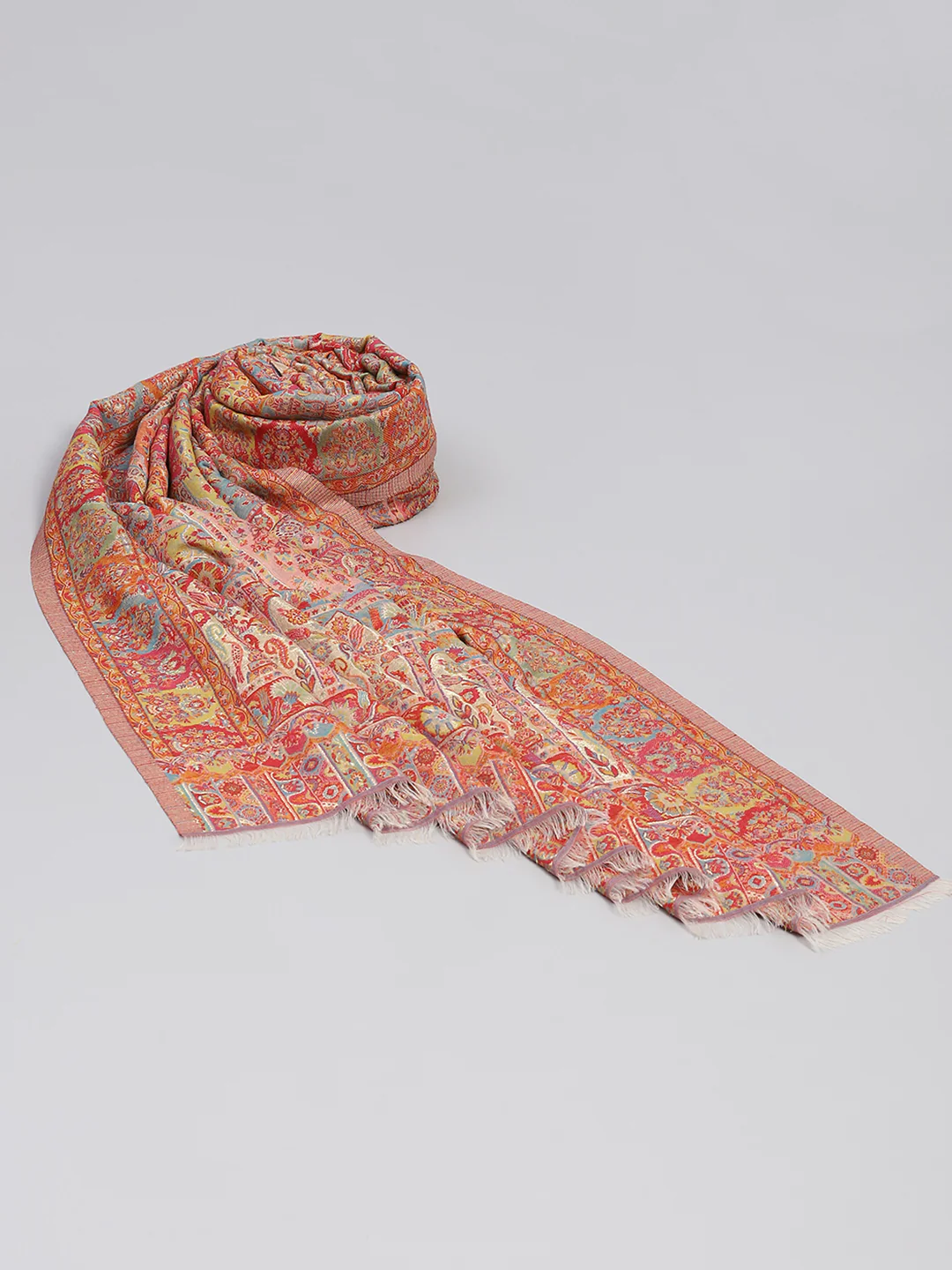 Women Multicolor Self Design Shawl - Image 5