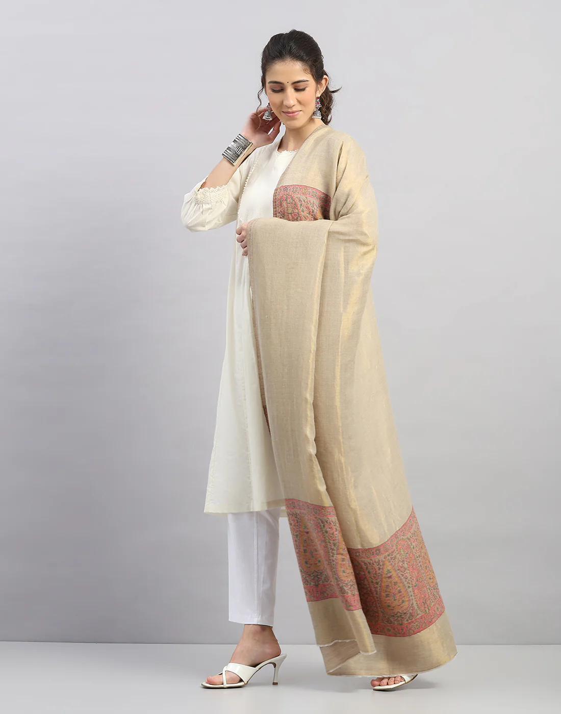 Women Multicolor Self Design   Shawl - Image 2