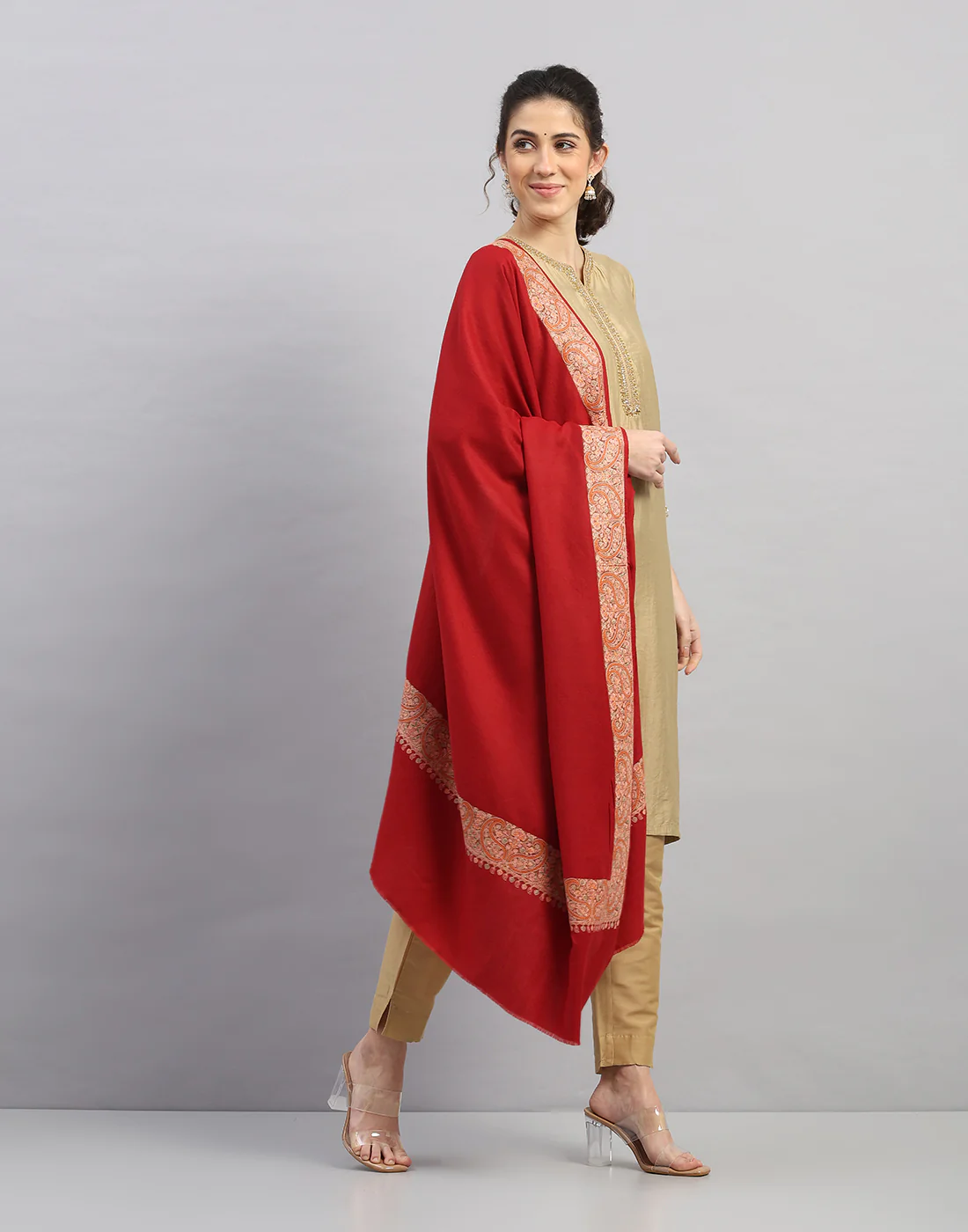 Women Multicolor Self Design   Shawl - Image 3