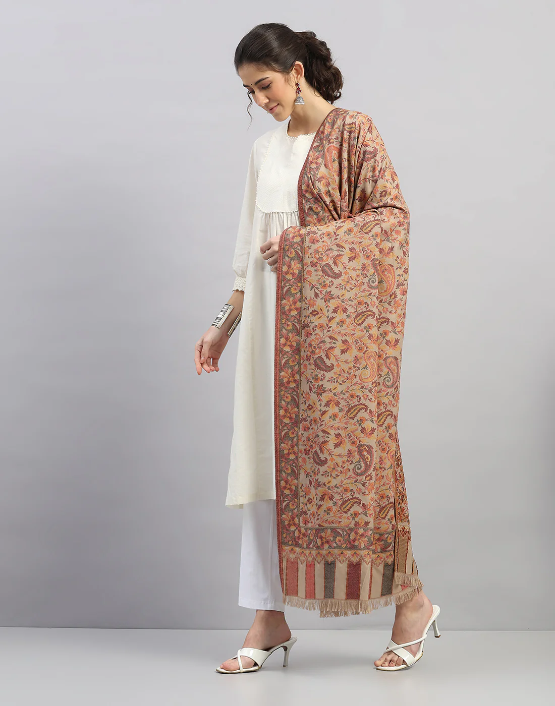 Women Multicolor Self Design   Shawl - Image 2