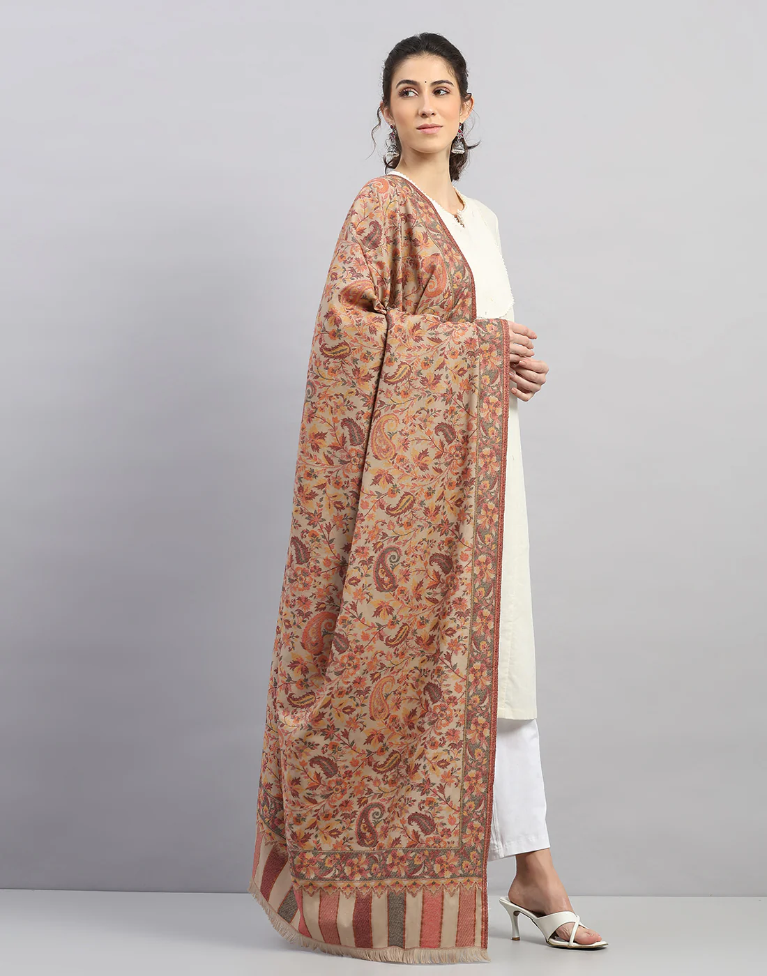 Women Multicolor Self Design   Shawl - Image 3