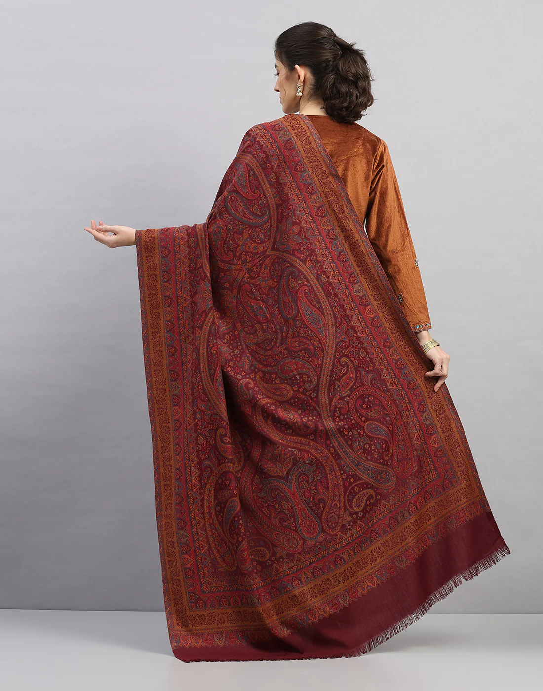Women Multicolor Self Design   Shawl - Image 4
