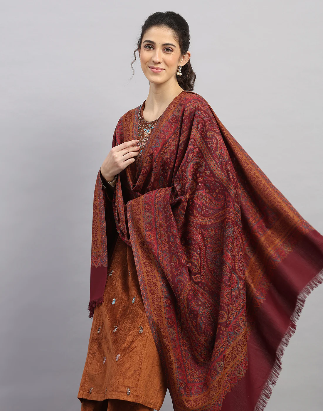 Women Multicolor Self Design   Shawl - Image 6