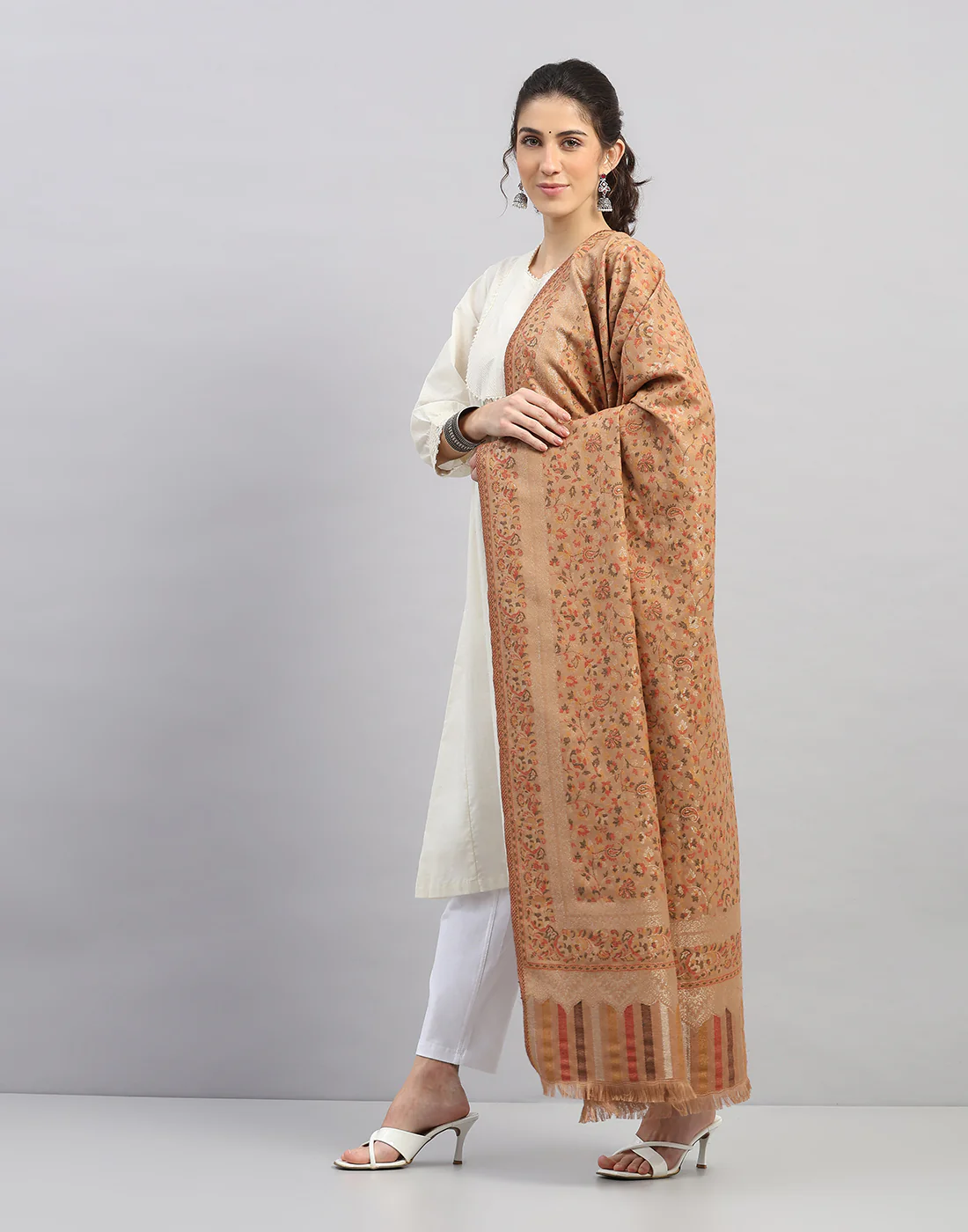 Women Multicolor Self Design   Shawl - Image 2