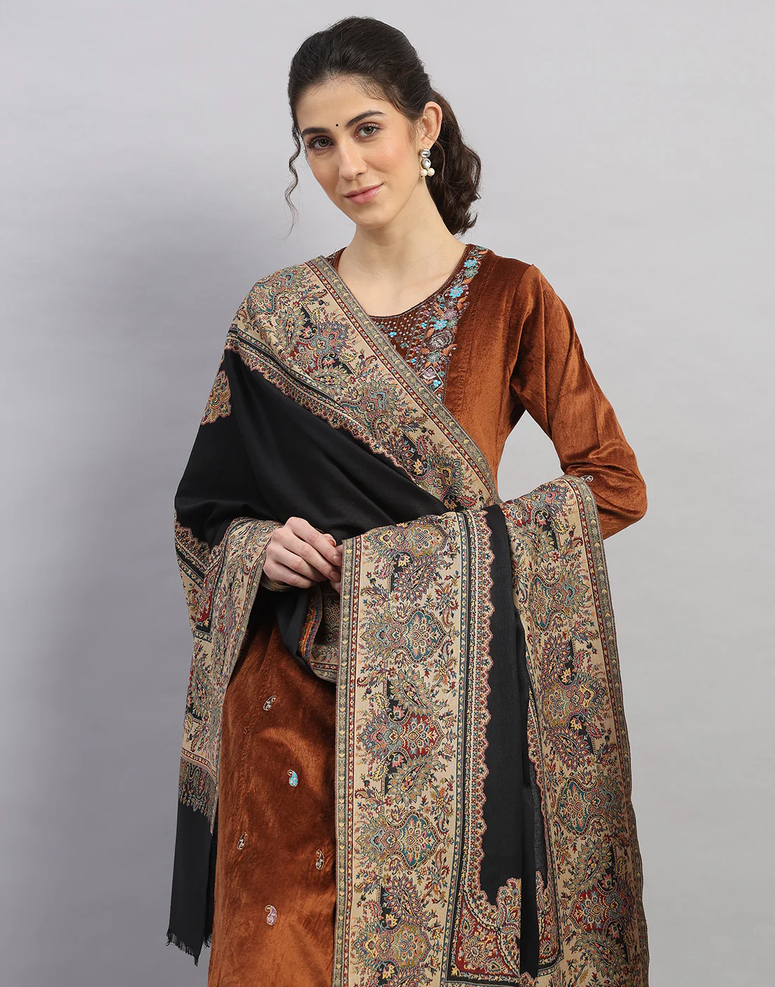Women Multicolor Self Design   Shawl - Image 6