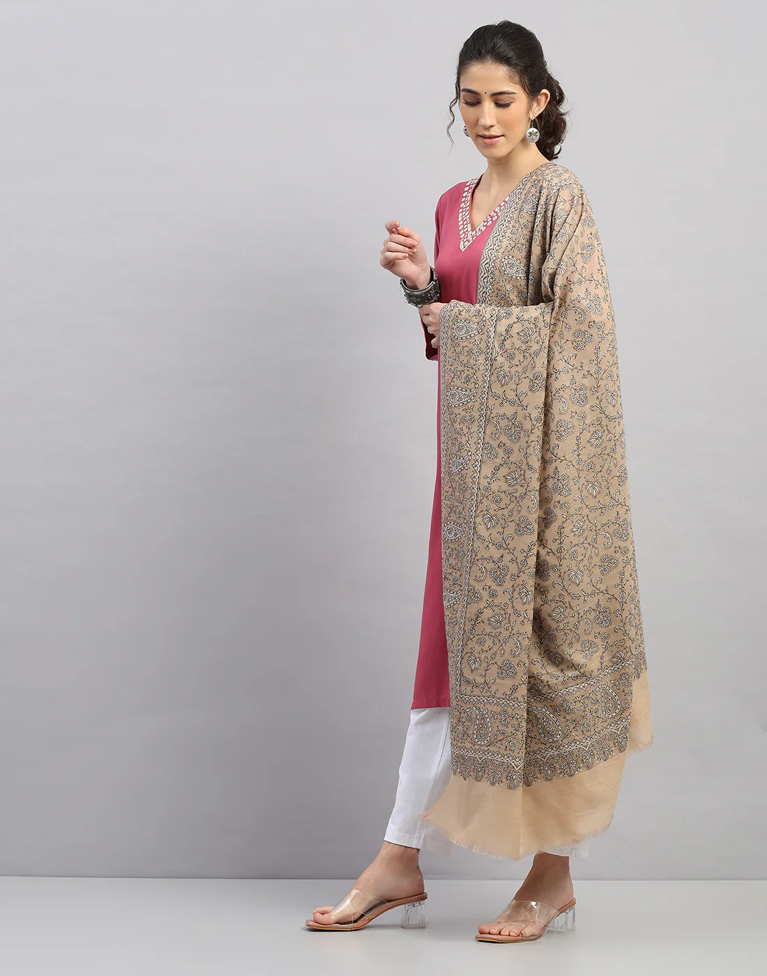 Women Multicolor Self Design   Shawl - Image 2