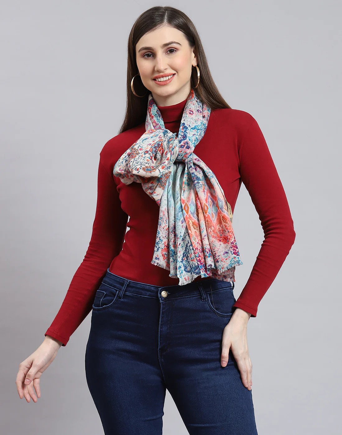 Women Multicolor Self Design Stole - Image 3