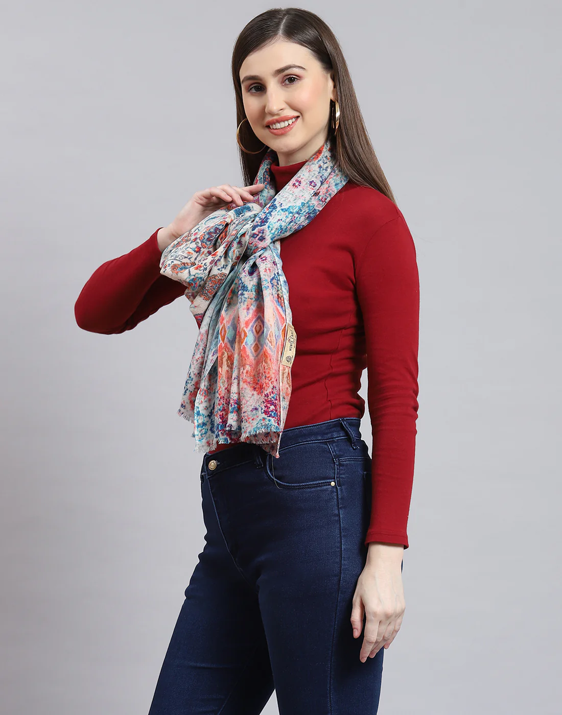 Women Multicolor Self Design Stole - Image 4