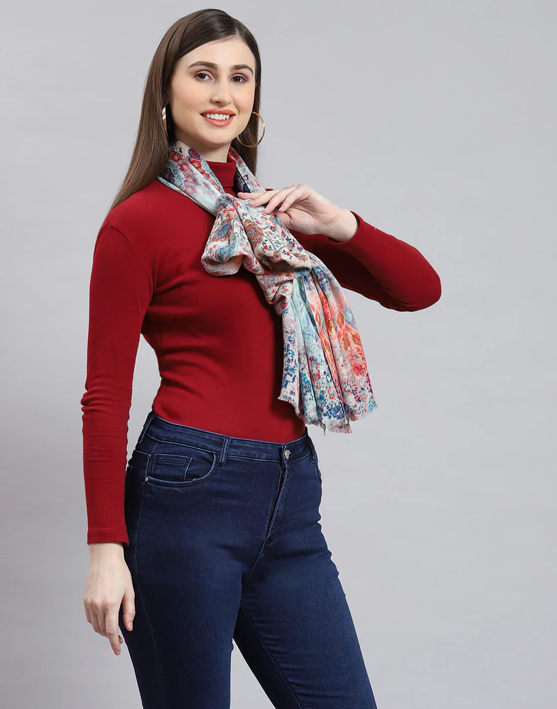 Women Multicolor Self Design Stole - Image 5
