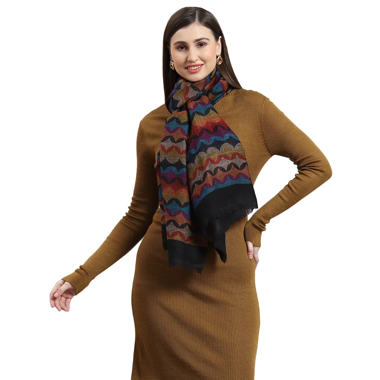 Women Multicolor Self Design Stole - Image 6