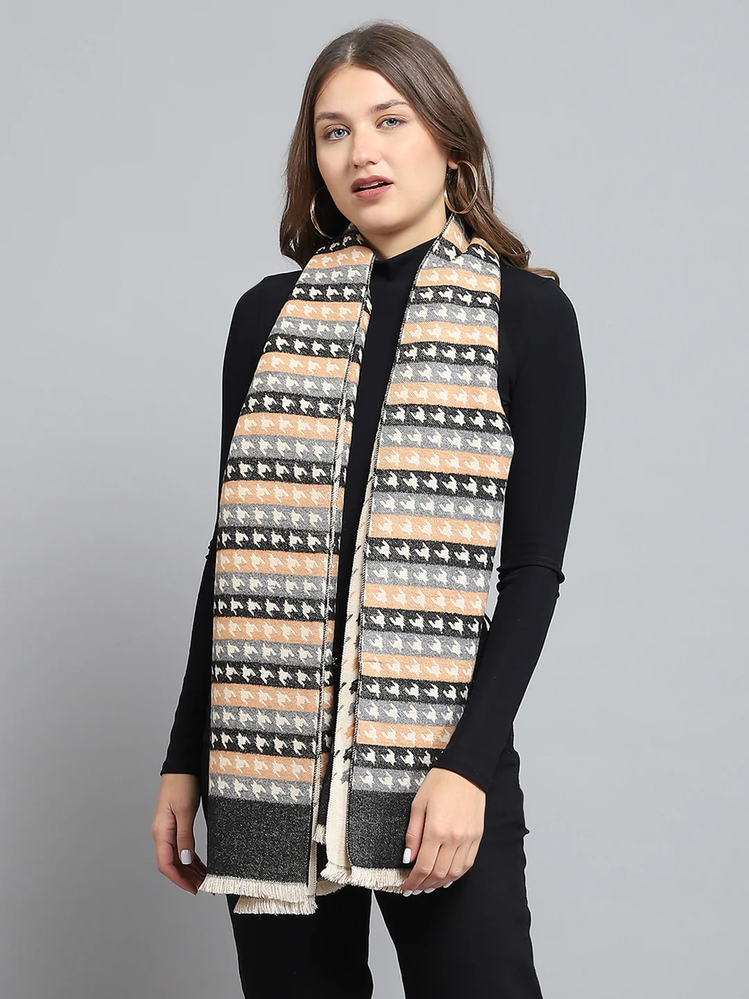Women Multicolor Self Design Stole - Image 3