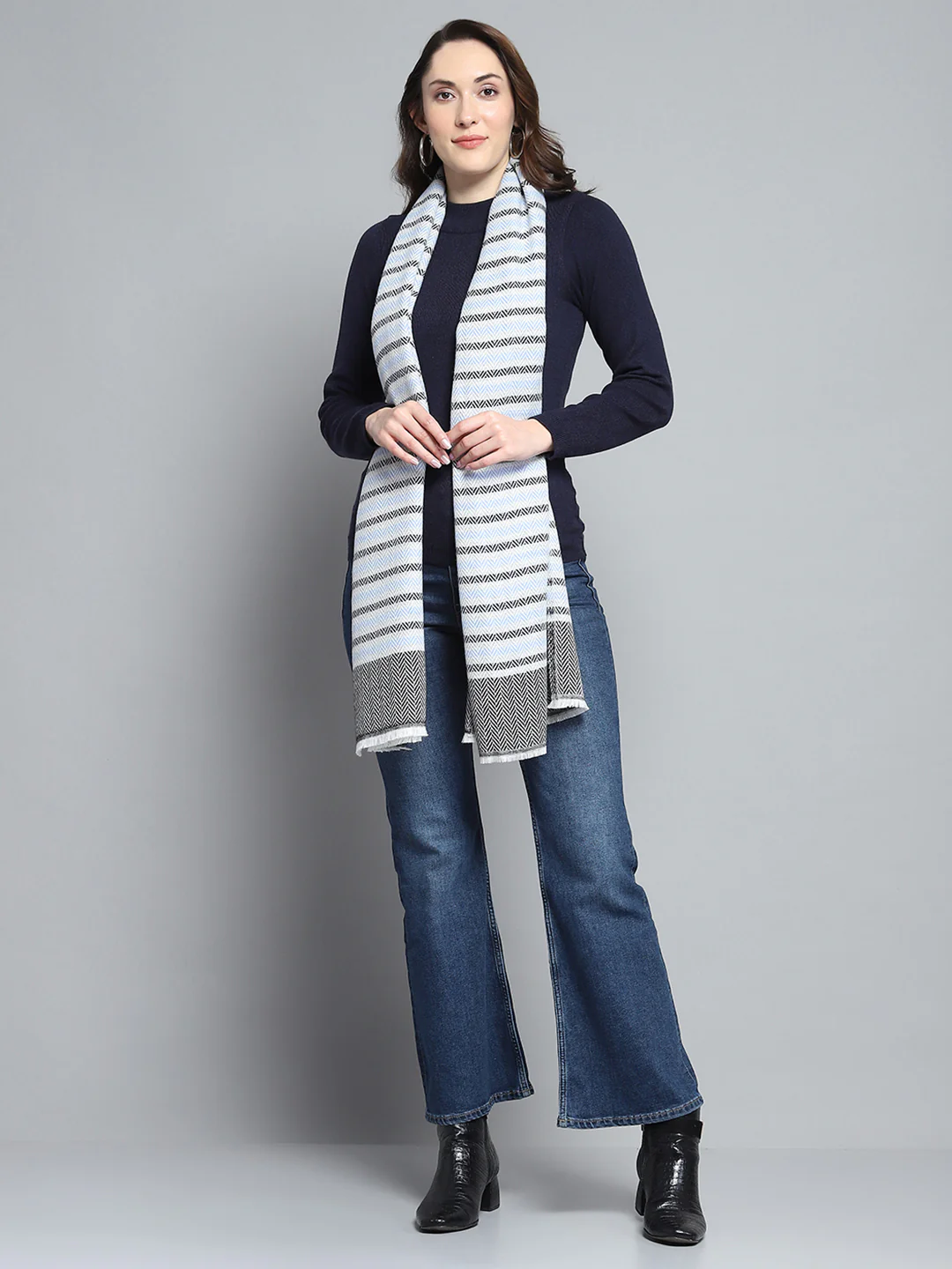 Women Multicolor Self Design Stole - Image 5