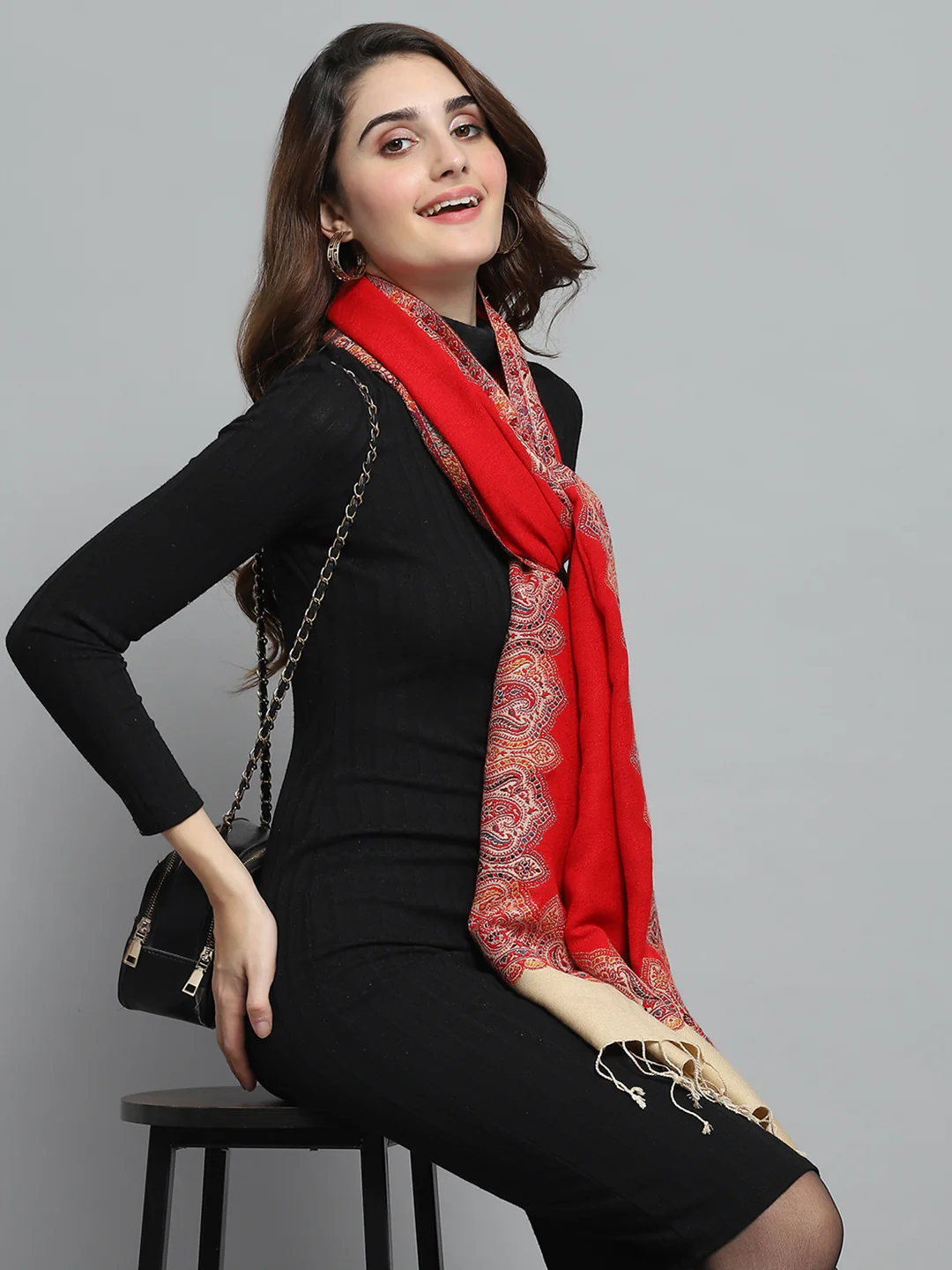 Women Multicolor Self Design Stole - Image 7