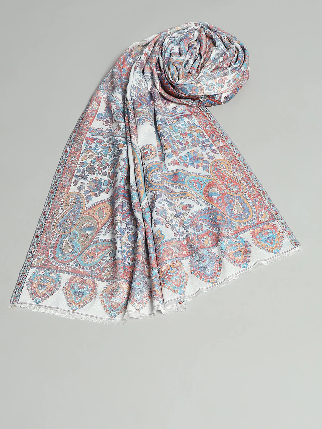 Women Multicolor Self Design Stole - Image 6