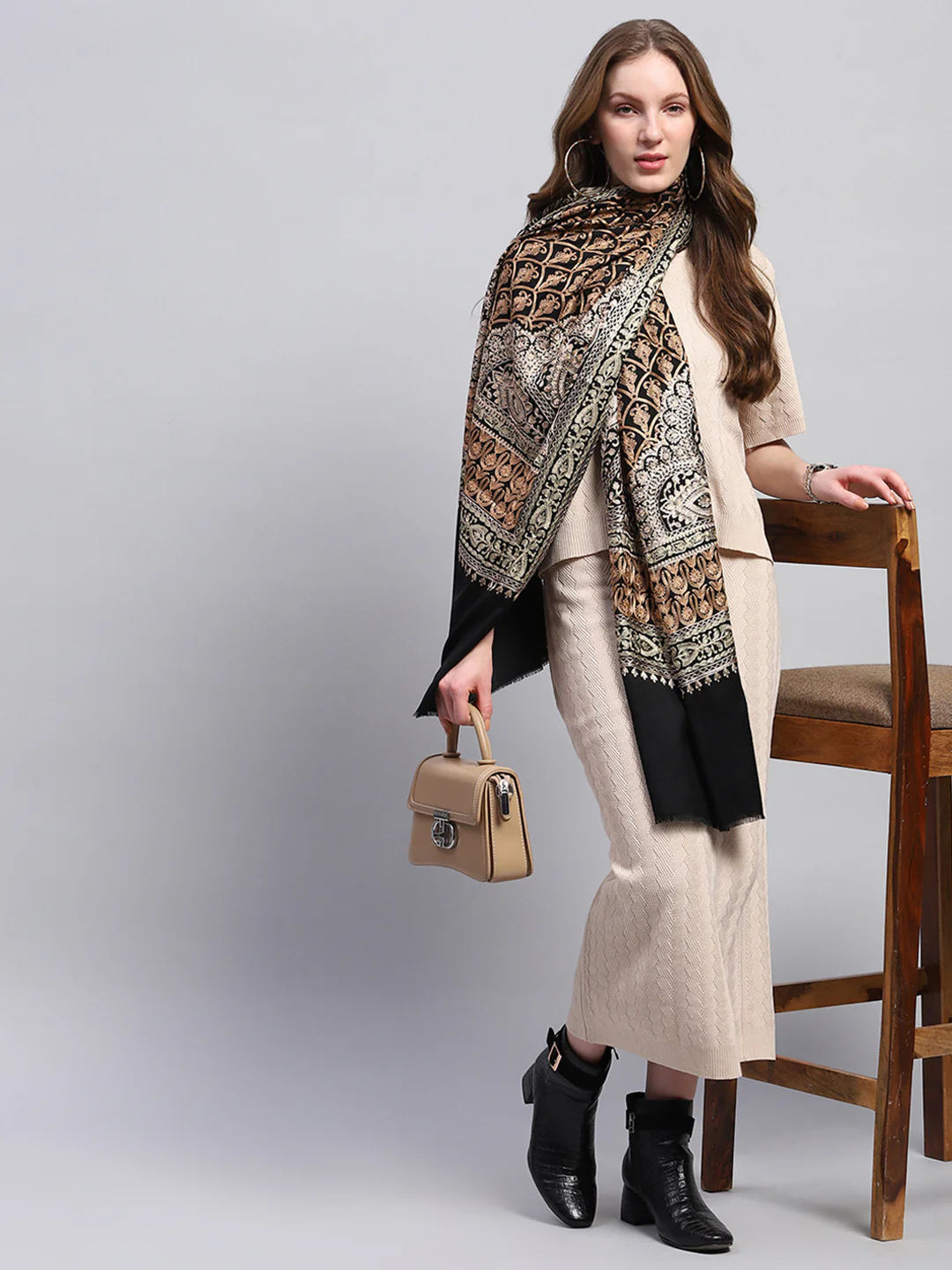 Women Multicolor Self Design Stole - Image 5