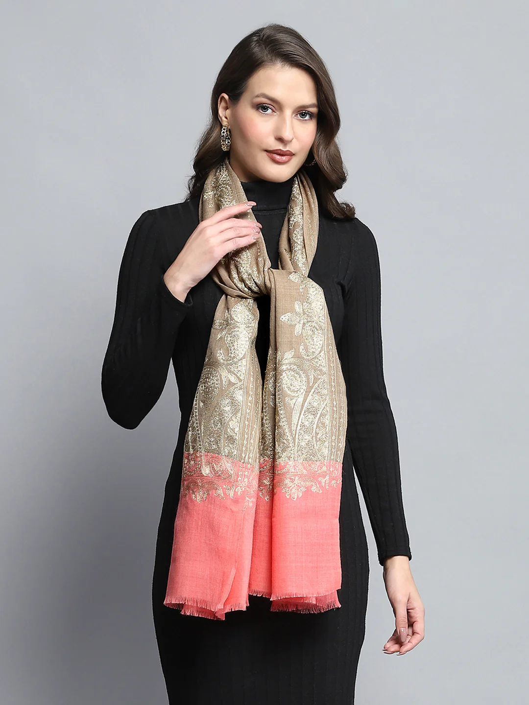 Women Multicolor Self Design Stole - Image 3