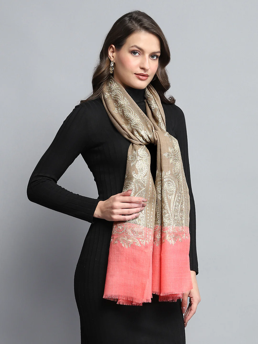 Women Multicolor Self Design Stole - Image 5