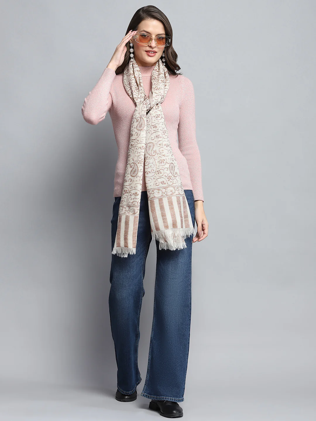 Women Multicolor Self Design Stole - Image 2