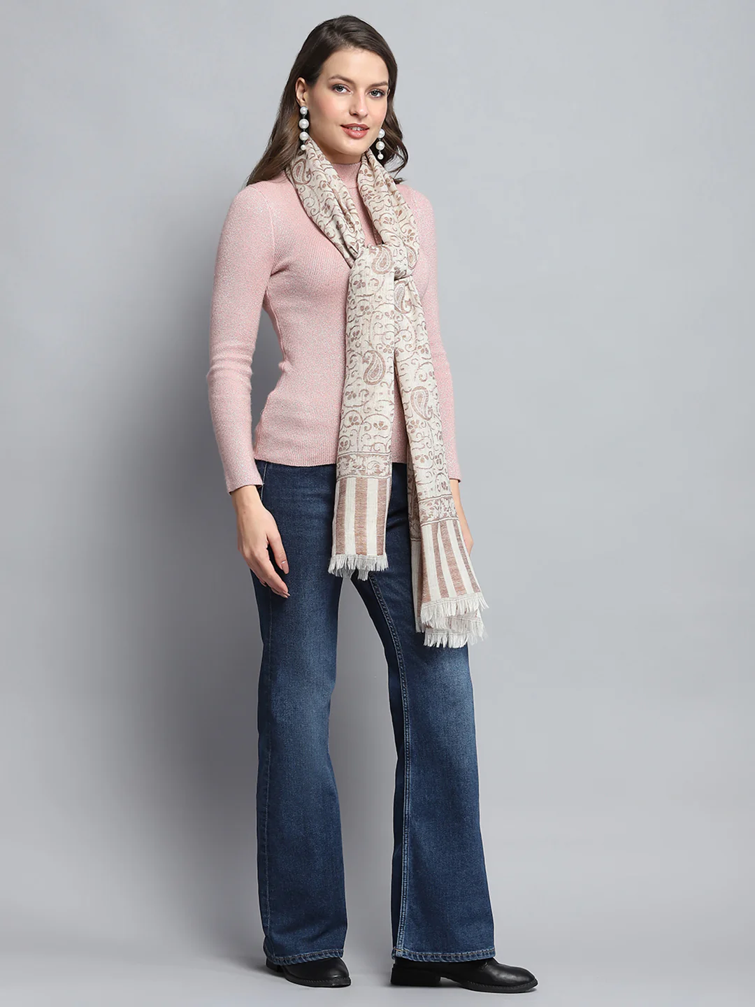 Women Multicolor Self Design Stole - Image 3