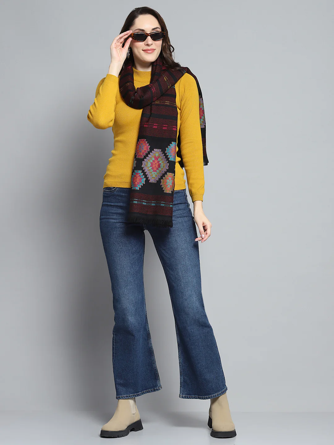 Women Multicolor Self Design Stole - Image 2