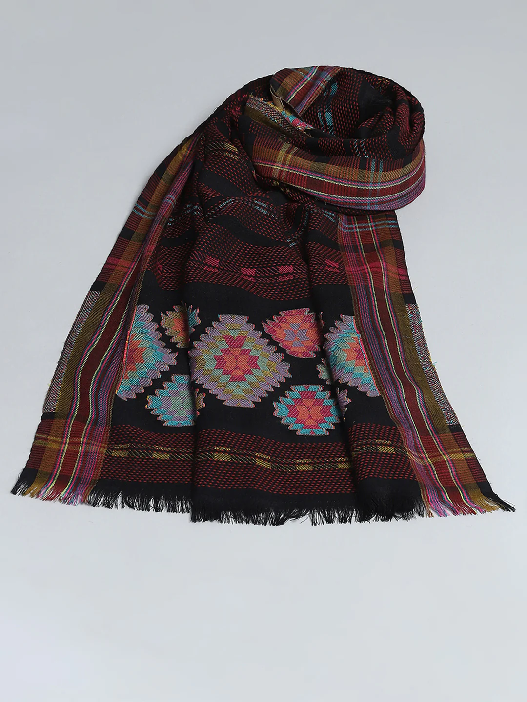 Women Multicolor Self Design Stole - Image 6