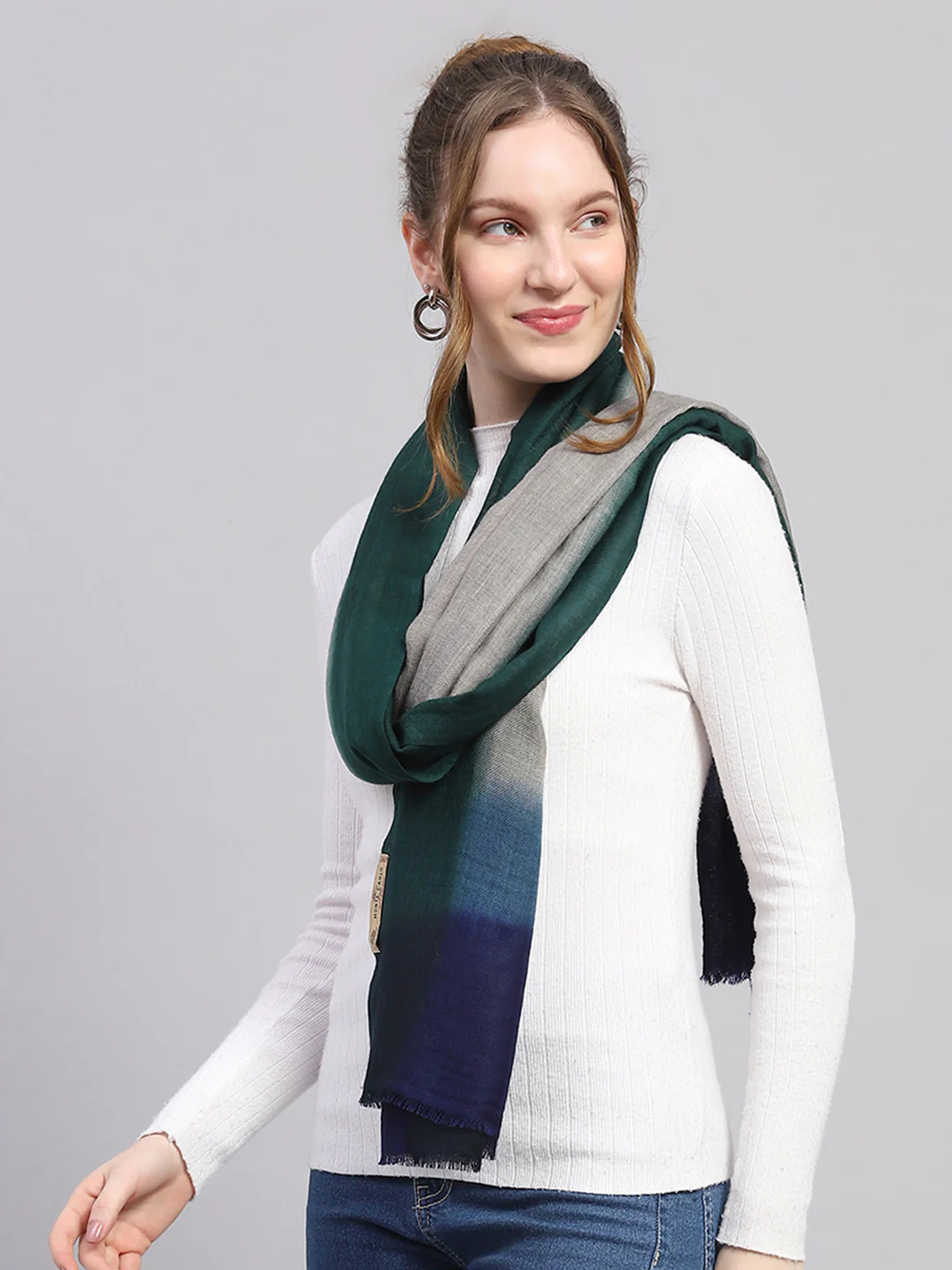 Women Multicolor Self Design Stole - Image 3