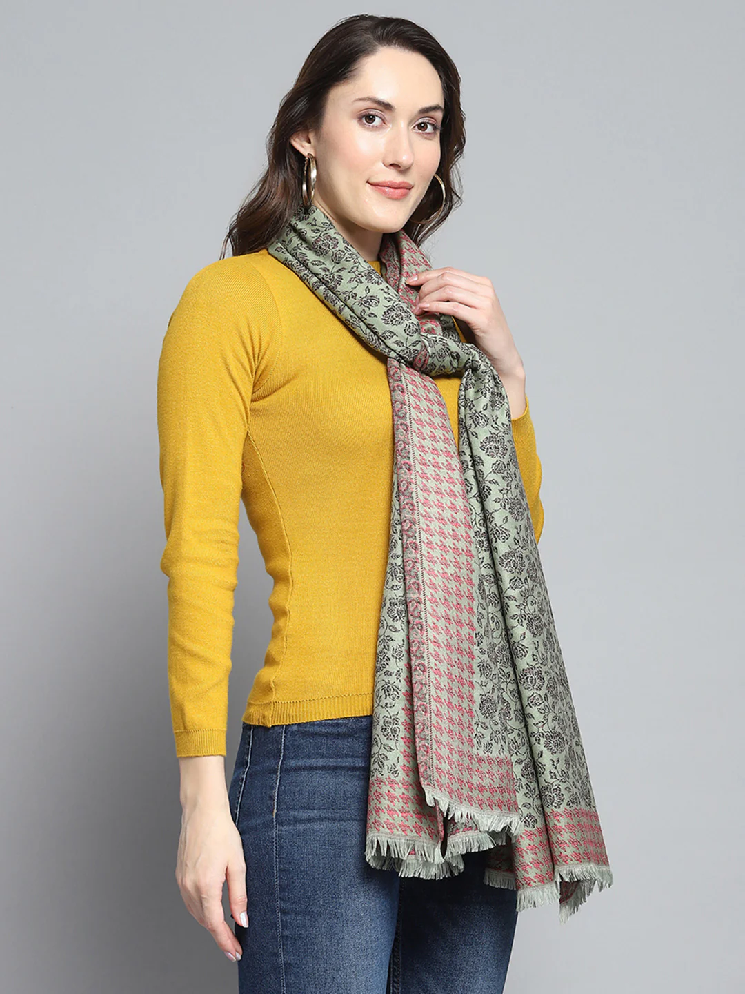 Women Multicolor Self Design Stole - Image 4