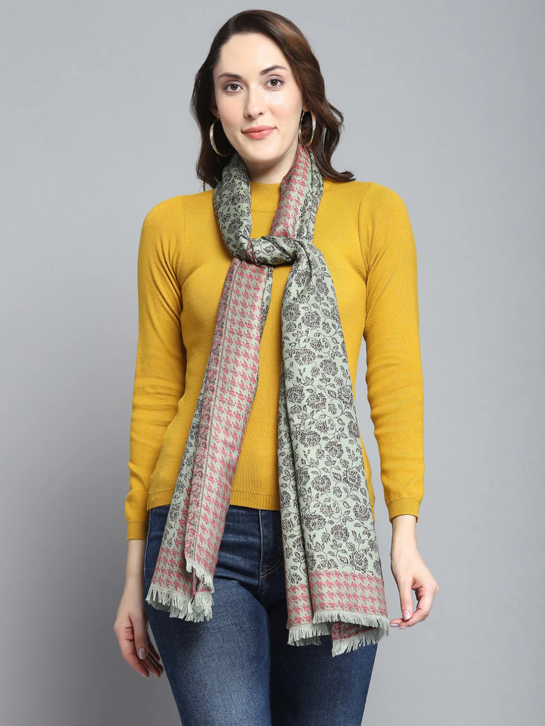 Women Multicolor Self Design Stole - Image 5