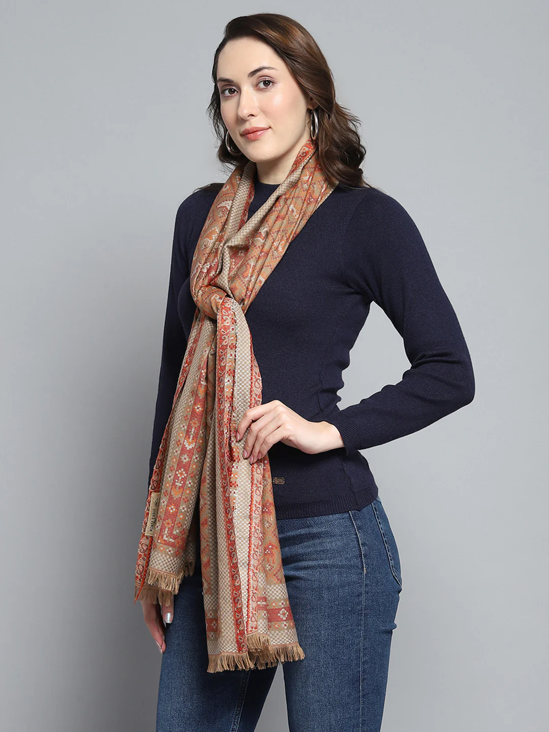 Women Multicolor Self Design Stole - Image 3