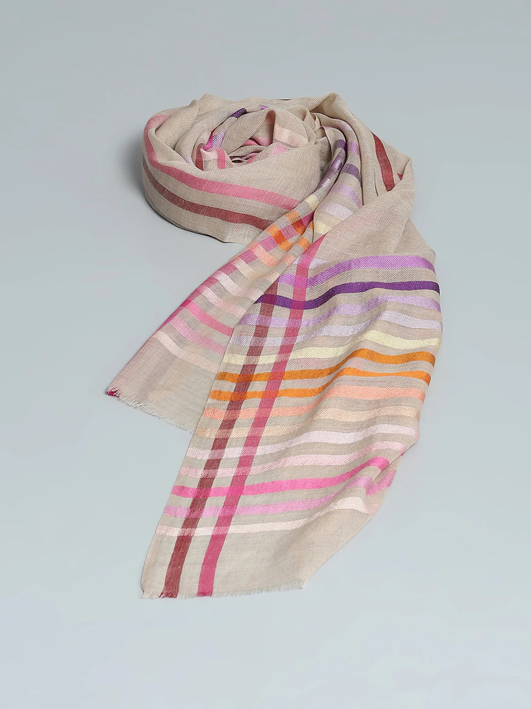 Women Multicolor Self Design Stole - Image 7