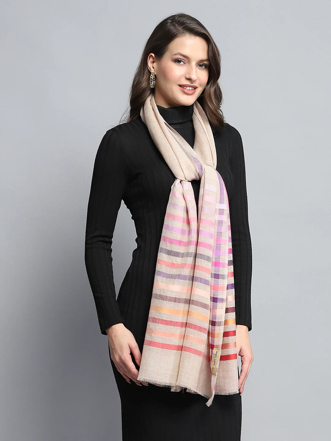 Women Multicolor Self Design Stole - Image 5