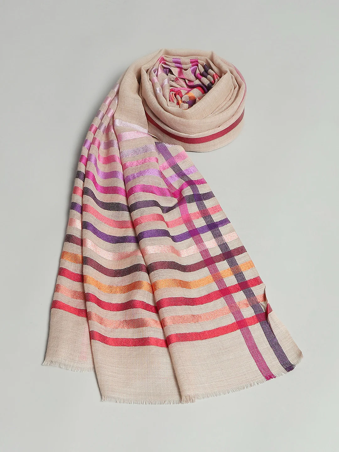Women Multicolor Self Design Stole - Image 6