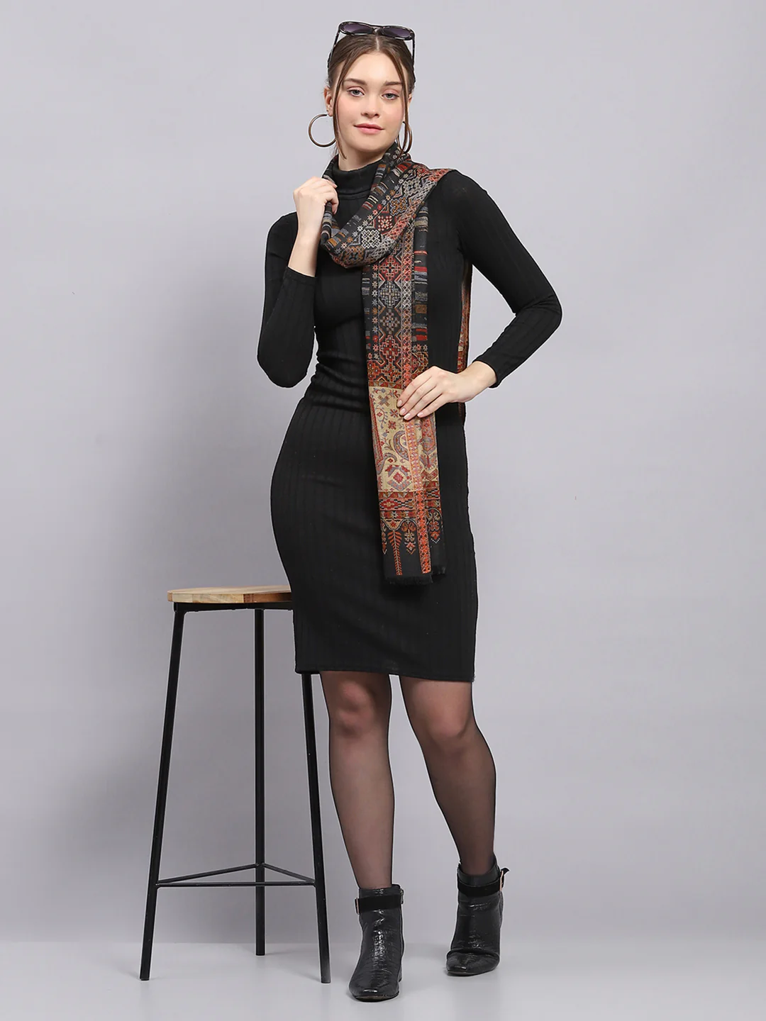 Women Multicolor Self Design Stole - Image 5