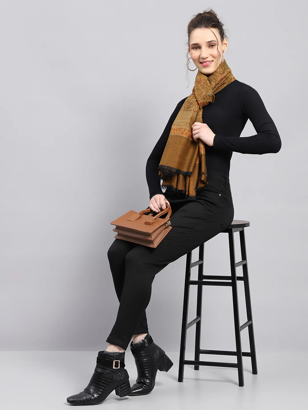Women Multicolor Self Design Stole - Image 2
