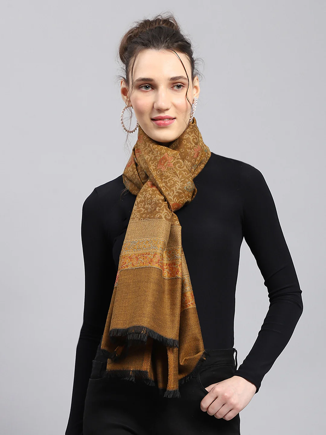 Women Multicolor Self Design Stole - Image 3