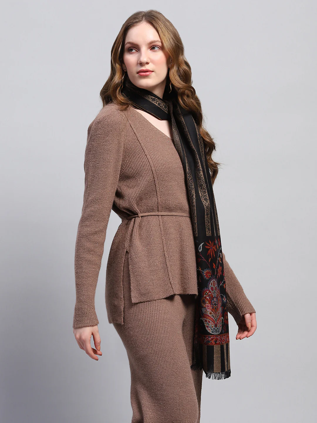 Women Multicolor Self Design Stole - Image 5